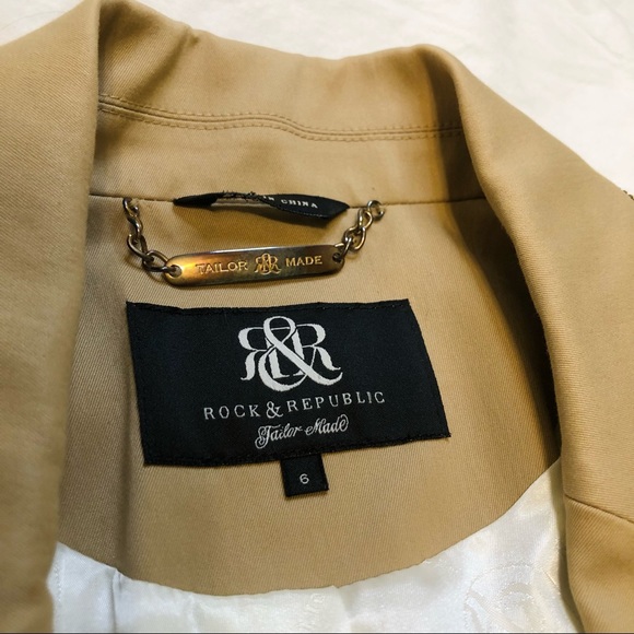 Rock & Republic Tailor Made Blazer Suit Jacket Light Brown Tan - Picture 4 of 5